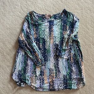 Multicolor Patterned Women's 3/4 length sleeve top